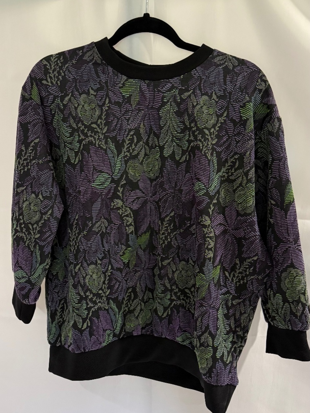 Vintage Spoiled Rotten USA Purple Green Floral Pullover Sweater Size 2X